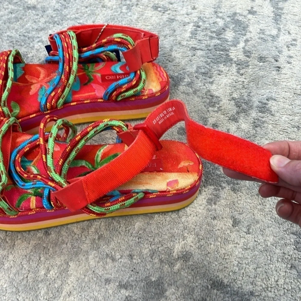 New Farm Rio Tropical Platform Sandal Multicolor Rope Strappy Sz 12